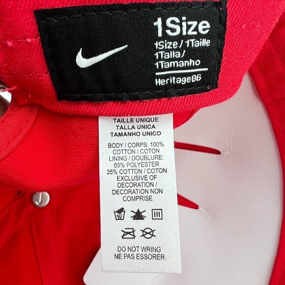 Nike Tennis 1 Size Red White Cotton Embroidered Baseball Cap Hat - Picture 11 of 11